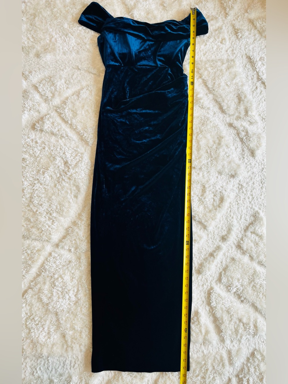 Line & Dot DuJour Gown Blue Velvet Size M - Picture 6 of 13